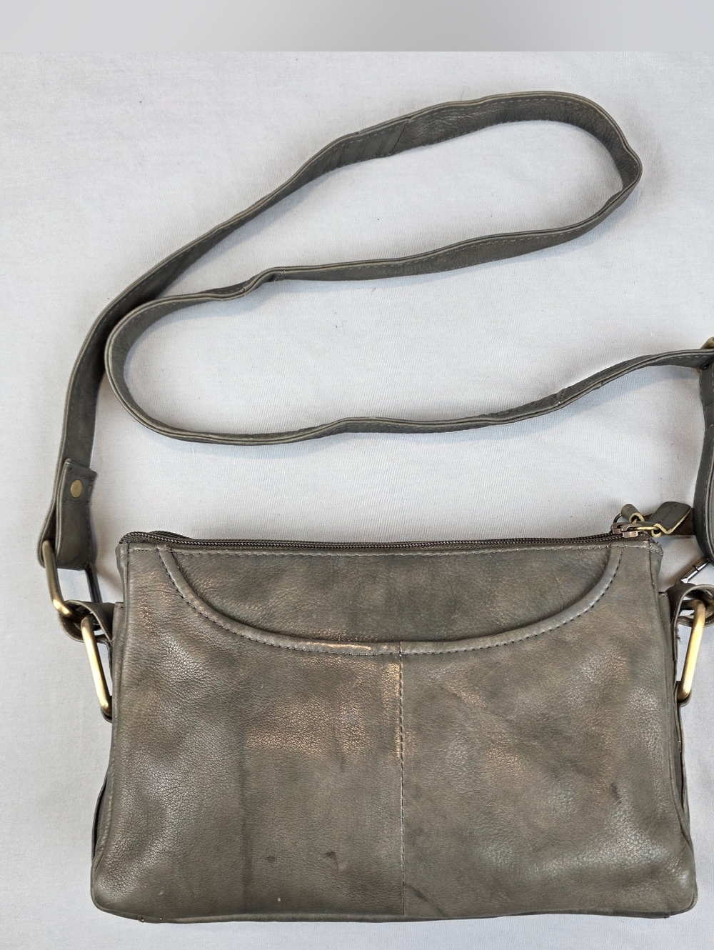 Leather Moss Green Crossbody Purse Handbag Utility Chic Minimalist Classic Boho
